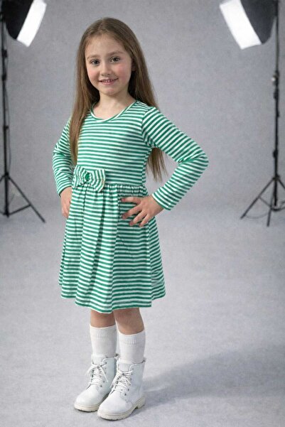 neocotton Rochie din bumbac pieptănat cu mânecă lungă pentru fetiță