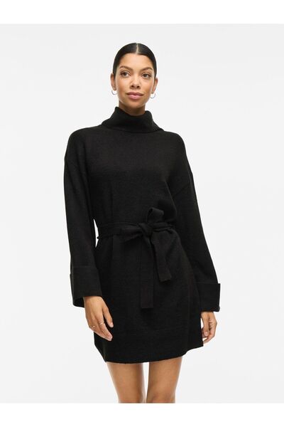 VILA Pletené šaty s páskem v pase