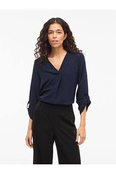 VILA Oberteil mit 3/4-Ärmeln VIJOSA V-Ausschnitt