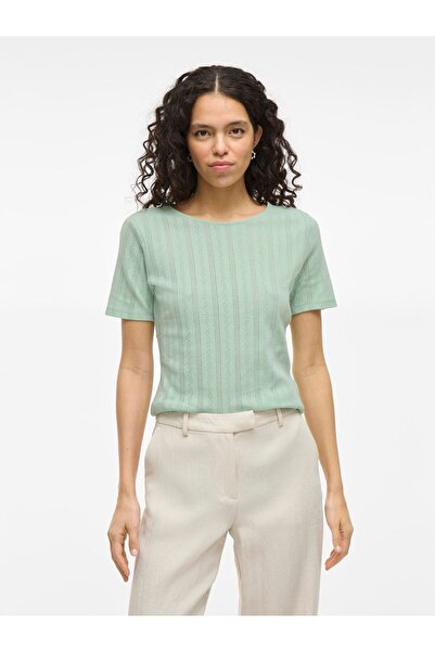 VILA Oberteil mit kurzen Ärmeln Rundhals