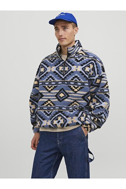 Jack & Jones Sweatshirt mit hohem Kragen und langen Ärmeln - Raute