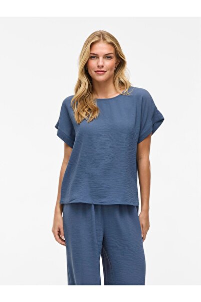 VILA Oberteil mit kurzen Ärmeln Rundhals