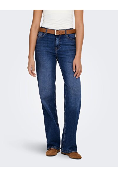 ONLY Jeans mit weitem Bein ONLLUNA Hohe Taille Weiter Beinschnitt Jeans