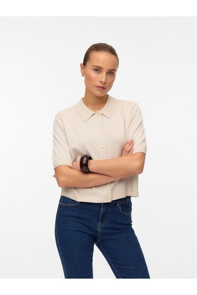 Vero Moda Strickpullover VMHAPPYSHINE Gestricktes Poloshirt