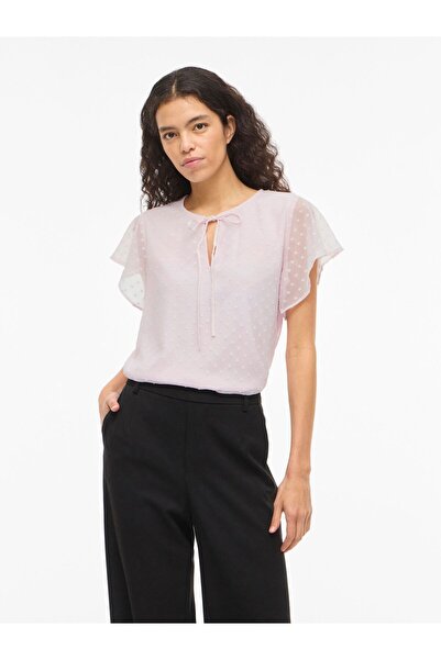 VILA Oberteil mit kurzen Ärmeln Gepunktetes
