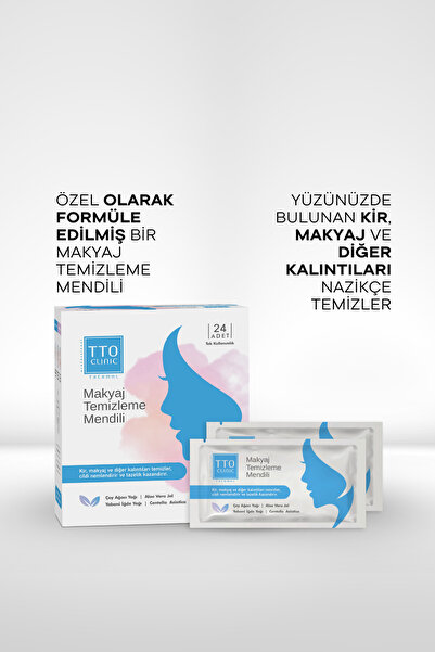 TTO Clinic Makyaj Temizleme Mendili - Nemlendirici ve Arındırıcı 24'lü