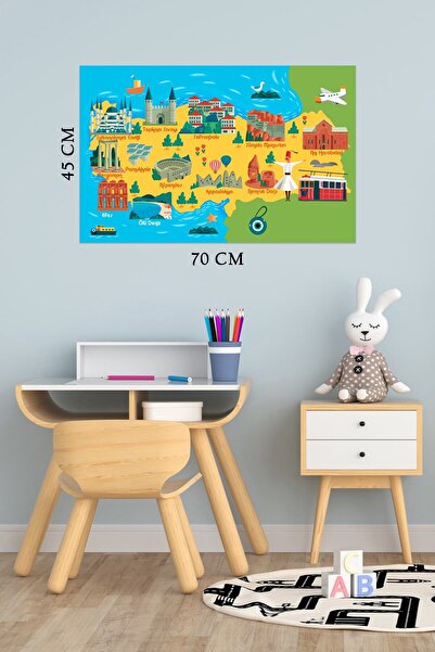 Turkish Educational Turkey Map Deco Kids Room Wall Sticker