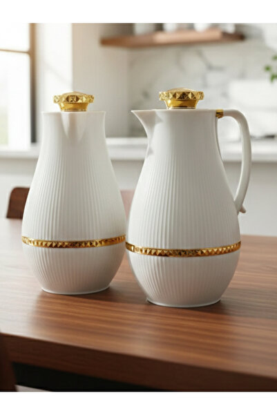 TrentonGCC طقم إبريق ماء أنيق معزول سعة لتر واحد (قطعتان) بغطاء ومقبض مزينين ...