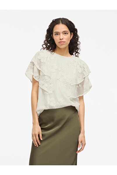 VILA Oberteil mit angeschnittenen Ärmeln VIHOLA Spitzen