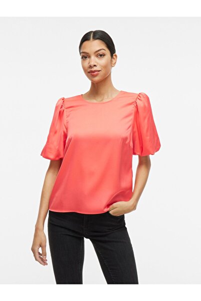 VILA Oberteil mit kurzen Ärmeln VIELLETTE Rundhals