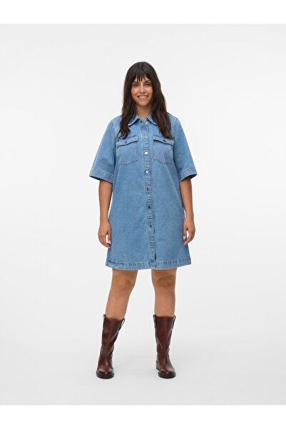 Veromoda Curve Jeanskleid VMCFENJA Kurzes Kleid