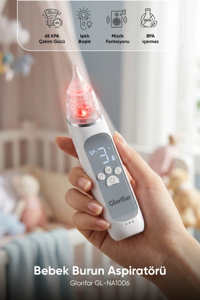 Glorifar Elektrikli Bebek Burun Aspiratörü Müzik ve Aydınlatma Fonksiyonu Her...