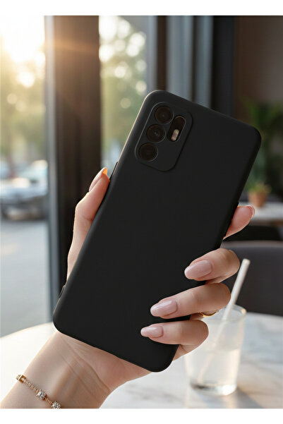 Hatreds Oppo Reno 6 Uyumlu İçi Kadife Mat Renkli Kamera Korumalı Kılıf - Siyah