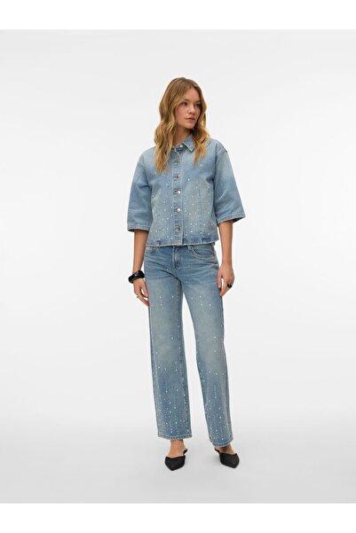 Vero Moda Jeans VMVANESSA Niedrige Taille Weiter Beinschnitt Jeans