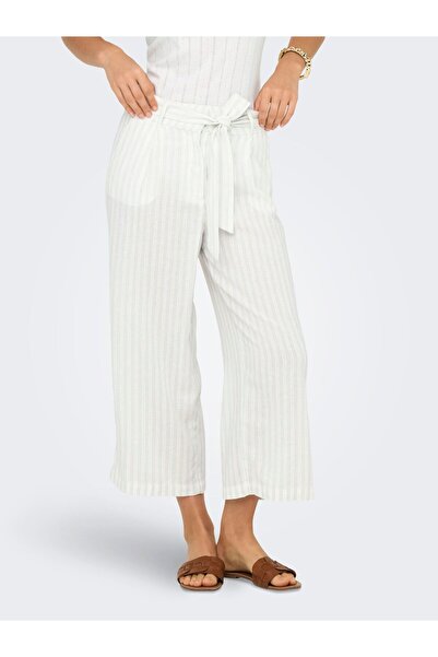 ONLY Hose mit weitem Beinschnitt ONLCARO Verkürzt Leinen Hose mit weitem Bein...