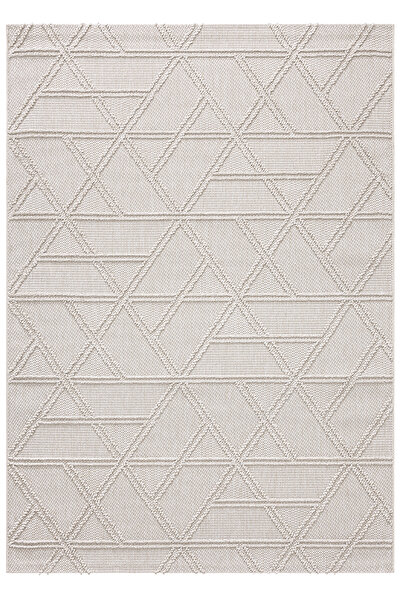 Koza Halı Alba Krem Geometrik Çizgili Tozumaz Salon Koridor Balkon Teras Bahç...