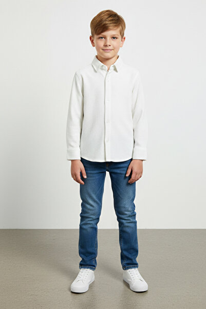 Fulla Moda Cămașă pentru băiat cu nasturi cu coaste