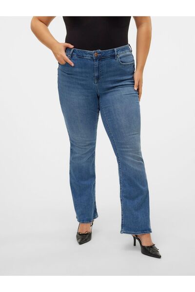 Veromoda Curve Ausgestellt VMCFLASH Mid Rise Ausgestellt Jeans