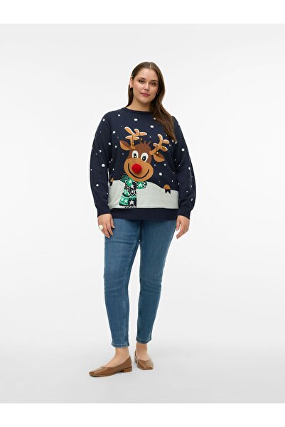 Veromoda Curve Strickpullover VMCFROSTYDEER Strickpullover