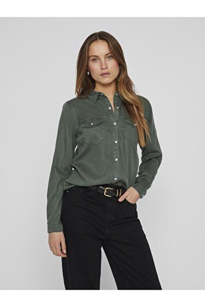 VILA Jeanshemd VIBISTA Taschen