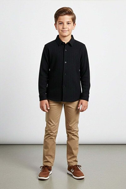Fulla Moda Cămașă pentru băieți cu nasturi jacquard