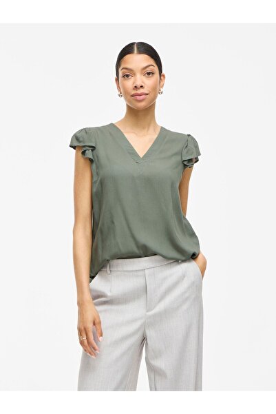 VILA Oberteil mit angeschnittenen Ärmeln VILIKA V-Ausschnitt