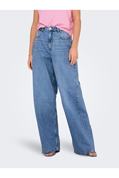 ONLY Jeans mit weitem Bein ONLPAULINA Hohe Taille Baggy Fit Jeans