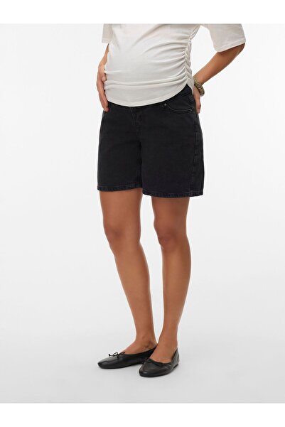 Mama Licious Jeans-Shorts Normal geschnitten Mid Rise 5-Pocket-Shorts