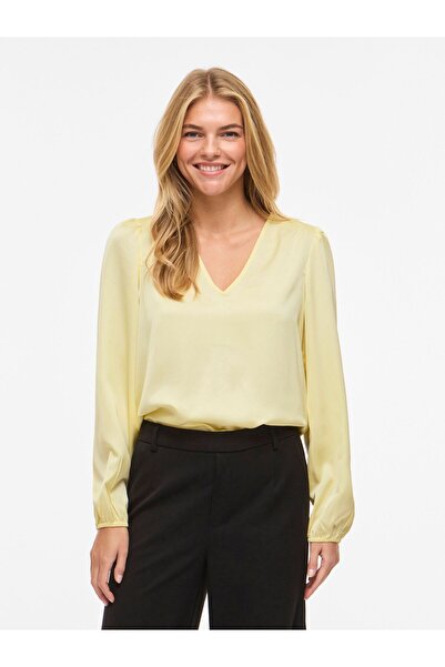 VILA Oberteil mit langen Ärmeln VIELLETTE V-Ausschnitt