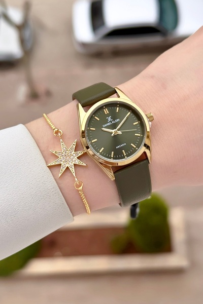 Daniel Klein Case Gold Cord Green Color Adjustable Cord Women's Wrist Watch a...