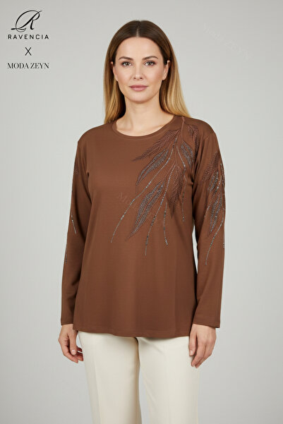 Ravencia Bluză din bumbac pieptănat pentru femei de vârstă mijlocie și peste,...