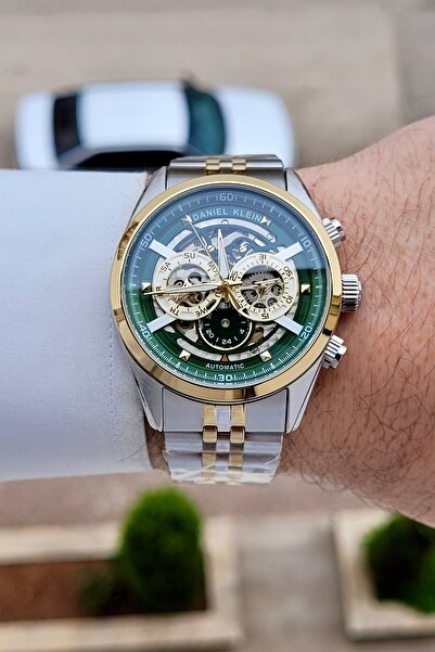 Daniel Klein Gold Metallic Green Color 2 Year Warranty Automatic 42 mm Indica...
