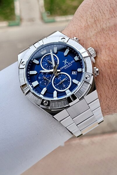 Daniel Klein Dial Navy Blue Band Silver Color 45 mm Internal Indicators Activ...