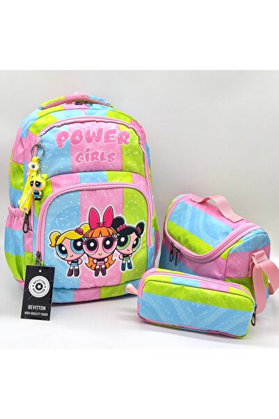 Bevitton Suya Dayanıklı Kız Çocuk Sırt İlkokul Çantası 3'lü Set İlk Okul Çant...