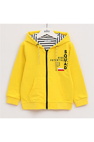 WANEX Αγορίστικη μακρυμάνικη ζακέτα με λεπτή κουκούλα - 13046 - Κίτρινο - Μαύρο