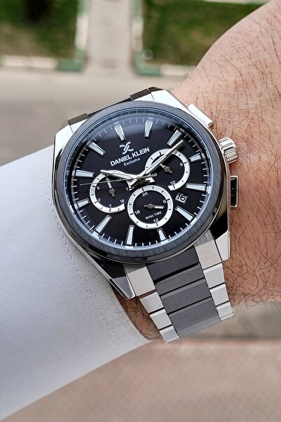 Daniel Klein Black Silver Color 44 mm Gift Boxed Inner Gauges Active Men's Wr...