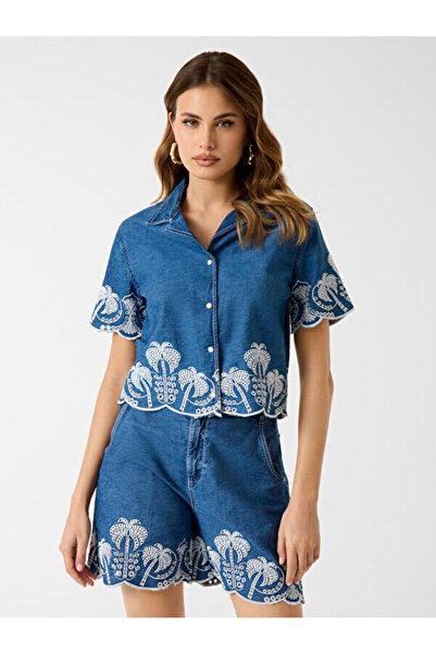 Guess Petra Kadın Regular Fit Denim Gömlek
