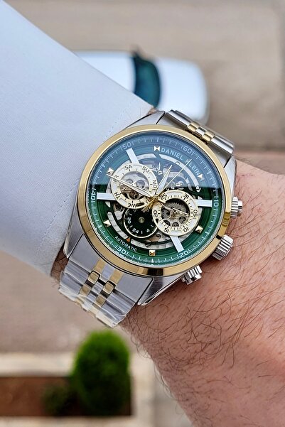 Daniel Klein Sarı Silver Yeşil Renk 24 Ay Garantili Otomatik 42 mm Fonksiyonl...