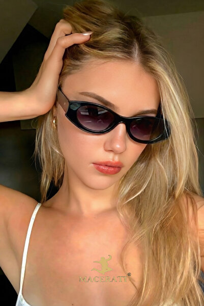 MACERATİ نظارات شمسية كايرو بإطار بيضاوي أسود للجنسين UV400