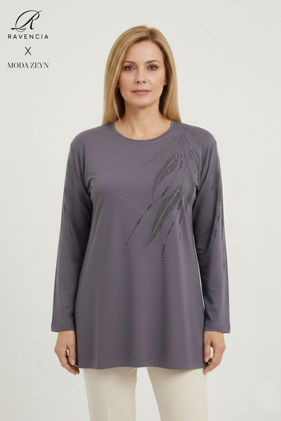 Ravencia Жіноча блузка середнього віку та старше з листяним візерунком, з роз...