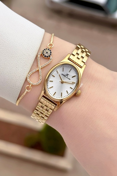 Daniel Klein Gold Color Women's Wristwatch and Bracelet