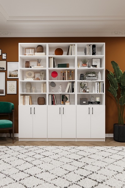 asratrend Asra Trend MDF Beyaz Kapaklı Kitaplık – Ayarlanabilir Raf, Ev & Ofi...