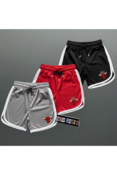 NewCabin Σορτς με στάμπα Bulls 3 τεμαχίων New Season Trend Honeycomb Fabric