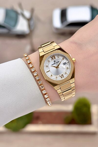 Daniel Klein 30 mm Women's Watch and Bracelet with Gold Color Adjustable Cord