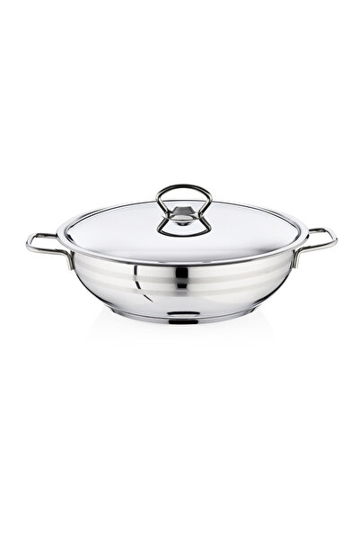 Bestinox وعاء فولاذي قصير مقاس 26×8 سم مع مقبض سلكي وغطاء فولاذي - سعة 4.25 لتر