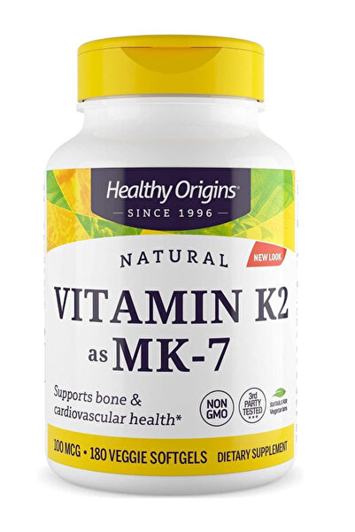 HEALTHY ORIGINS Vitamin K2 100 mcg (MK-7, Gluten Free, Cardiovascaular Suppor...