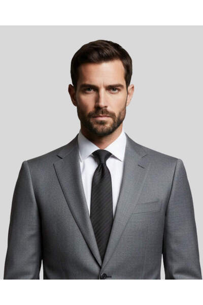 1001 Kravat Black Colored 7.5 cm Wide Silk Tie