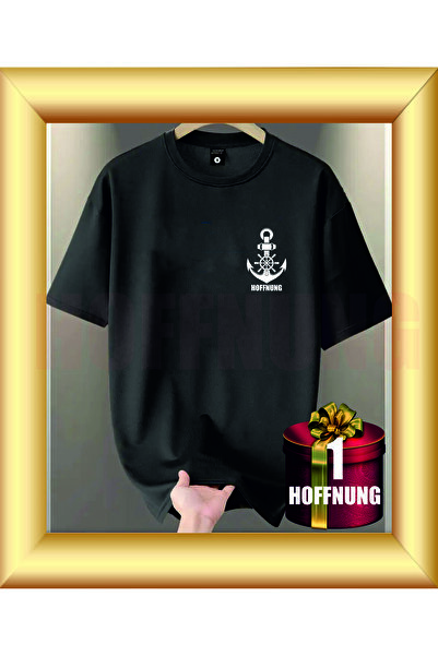 HOFFNUNG Unisex Short Sleeve Round Neck Anchor Printed Solid Color t Shirt