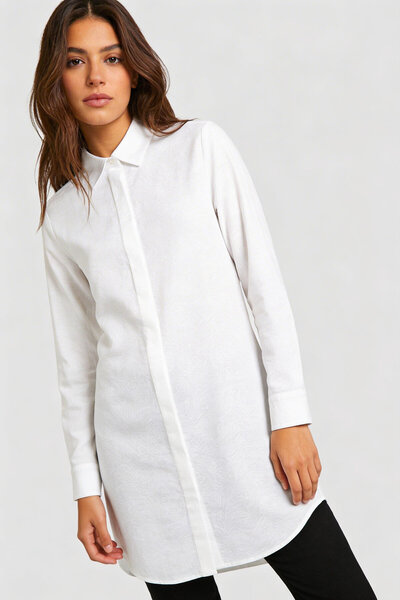 Şiir Elora Comfortable Fit Hidden Button Terikoton Boyfriend Women's Shirt & ...