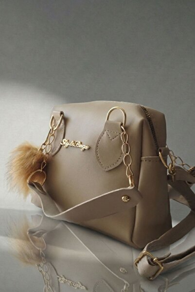 VivazzaLuxe Kadın Mini Deri Puf Charm Detaylı El Omuz ve Çapraz Çanta